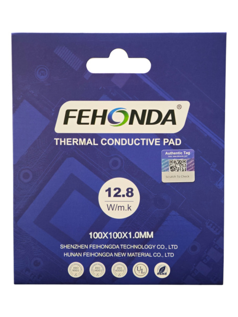 Profesjonalny wydajny termopad Fehonda 12.8W/mK 100x100x1.0mm Profesjonalny wydajny termopad Fehonda 12.8W/mK 100x100x1.0mm